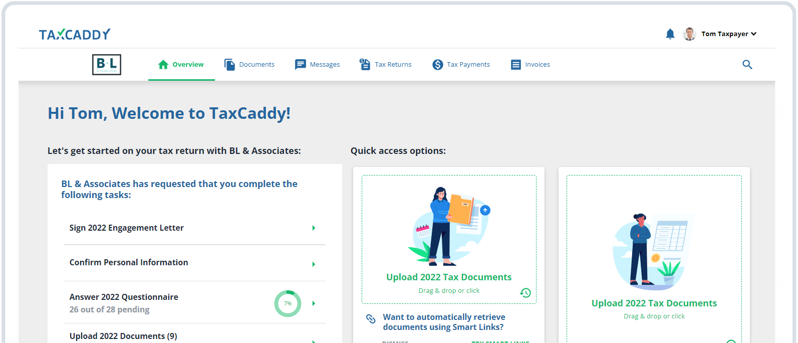 laptop showing TaxCaddy user interface